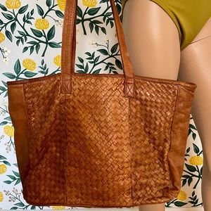Woven hobo Plantania Genuine Italian Leather, purse, tote, laptop/vacation bag